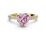 Yellow gold Fancy Pink Heart  Cut Diamond Ring with Pavé Band and Four-Prong Setting_36