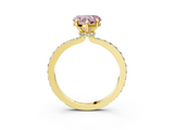 Yellow gold Fancy Pink Heart  Cut Diamond Ring with Pavé Band and Four-Prong Setting_39