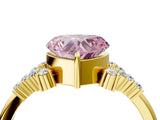 Yellow gold Fancy Pink Heart Cut Diamond Ring with Side Stones and Four-Prong Setting_112