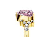 Yellow gold Fancy Pink Heart Cut Diamond Ring with Side Stones and Four-Prong Setting_113
