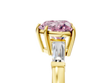 Yellow gold Fancy Pink Heart  Cut Diamond Ring with Tapered Baguette Side Stones in Four-Prong Setting_8