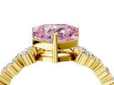 Yellow gold Fancy Pink Heart Cut Diamond Scattered Round Accent Ring with Prong Setting_16