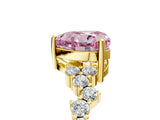 Yellow gold Fancy Pink Heart Cut Diamond Scattered Round Accent Ring with Prong Setting_17