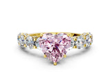 Yellow gold Fancy Pink Heart Cut Diamond Side Stone Engagement Ring with Four-Prong Setting_24