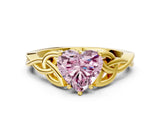 Yellow gold Fancy Pink Heart Cut Diamond Solitaire Celtic Knot Ring with Four-Prong Setting_73
