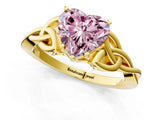 Yellow gold Fancy Pink Heart Cut Diamond Solitaire Celtic Knot Ring with Four-Prong Setting_74