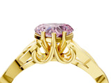 Yellow gold Fancy Pink Heart Cut Diamond Solitaire Celtic Knot Ring with Four-Prong Setting_77