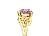 Yellow gold Fancy Pink Heart Cut Diamond Solitaire Celtic Knot Ring with Four-Prong Setting_78