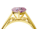 Yellow gold Fancy Pink Heart Cut Diamond Solitaire Engagement Ring with Cathedral Setting and Four-Prong Mount_100