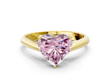 Yellow gold Fancy Pink Heart Cut Diamond Solitaire Engagement Ring with Cathedral Setting and Four-Prong Mount_12