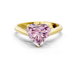Yellow gold Fancy Pink Heart Cut Diamond Solitaire Engagement Ring with Cathedral Setting and Four-Prong Mount_133