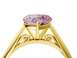 Yellow gold Fancy Pink Heart Cut Diamond Solitaire Engagement Ring with Cathedral Setting and Four-Prong Mount_137