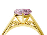 Yellow gold Fancy Pink Heart Cut Diamond Solitaire Engagement Ring with Cathedral Setting and Four-Prong Mount_16