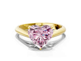 Yellow gold Fancy Pink Heart Cut Diamond Solitaire Engagement Ring with Cathedral Setting and Four-Prong Mount_96