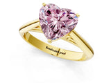 Yellow gold Fancy Pink Heart Cut Diamond Solitaire Engagement Ring with Cathedral Setting and Four-Prong Mount_97