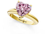 Yellow gold Fancy Pink Heart Cut Diamond Solitaire Engagement Ring with Round Band and Four-Prong Setting_216