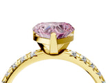 Yellow gold Fancy Pink Heart Cut Diamond Solitaire Pavé Engagement Ring with Round Band and Prong Setting_53