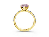 Yellow gold Fancy Pink Heart Cut Diamond Solitaire Pavé Engagement Ring with Round Band and Prong Setting_58
