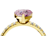 Yellow gold Fancy Pink Heart Cut Diamond Solitaire Pavé Engagement Ring with Round Band and Prong Setting_59