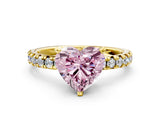 Yellow gold Fancy Pink Heart Cut Diamond Solitaire Pavé Engagement Ring with Round Band and Prong Setting_67