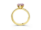 Yellow gold Fancy Pink Heart Cut Diamond Solitaire Pavé Engagement Ring with Round Band and Prong Setting_70