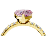 Yellow gold Fancy Pink Heart Cut Diamond Solitaire Pavé Engagement Ring with Round Band and Prong Setting_71