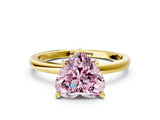 Yellow gold Fancy Pink Heart Cut Diamond Solitaire Ring with Classic Band and Four-Prong Setting