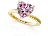 Yellow gold Fancy Pink Heart Cut Diamond Solitaire Ring with Classic Band and Four-Prong Setting_1