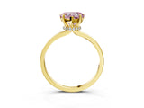 Yellow gold Fancy Pink Heart Cut Diamond Solitaire Ring with Classic Band and Four-Prong Setting_3