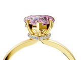 Yellow gold Fancy Pink Heart Cut Diamond Solitaire Ring with Classic Band and Four-Prong Setting_4