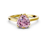 Yellow gold Fancy Pink Heart Cut Diamond Solitaire Ring with Flower Prong Setting and Classic Band_36