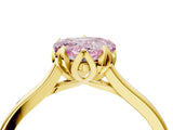 Yellow gold Fancy Pink Heart Cut Diamond Solitaire Ring with Flower Prong Setting and Classic Band_40