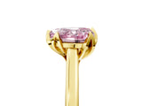 Yellow gold Fancy Pink Heart Cut Diamond Solitaire Ring with Flower Prong Setting and Classic Band_41