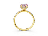 Yellow gold Fancy Pink Heart Cut Diamond Solitaire Ring with Four-Prong Setting and Pavé Band_6