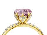 Yellow gold Fancy Pink Heart Cut Diamond Solitaire Ring with Four-Prong Setting and Pavé Band_7