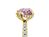 Yellow gold Fancy Pink Heart Cut Diamond Solitaire Ring with Four-Prong Setting and Pavé Band_8