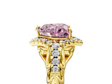 Yellow gold Fancy Pink Heart Cut Diamond Solitaire Ring with Hidden Halo and Pavé Band_32