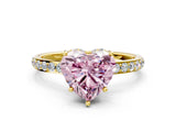 Yellow gold Fancy Pink Heart Cut Diamond Solitaire Ring with Pavé Band and Hidden Halo_68