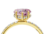 Yellow gold Fancy Pink Heart Cut Diamond Solitaire Ring with Pavé Band and Hidden Halo_72