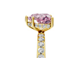 Yellow gold Fancy Pink Heart Cut Diamond Solitaire Ring with Pavé Band and Hidden Halo_73