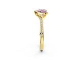 Yellow gold Fancy Pink Heart Cut Diamond Solitaire Ring with Pavé Band and Prong Setting_14