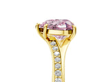 Yellow gold Fancy Pink Heart Cut Diamond Solitaire Ring with Pavé Band and Prong Setting_17