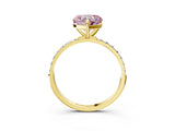 Yellow gold Fancy Pink Heart Cut Diamond Solitaire Ring with Pave Band and Four Prong Setting_90