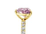 Yellow gold Fancy Pink Heart Cut Diamond Solitaire Ring with Pave Band and Four Prong Setting_92