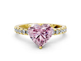 Yellow gold Fancy Pink Heart Cut Diamond Solitaire Ring with Round  Pavé Band and Four-Prong Setting_36