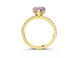 Yellow gold Fancy Pink Heart Cut Diamond Solitaire Ring with Round  Pavé Band and Four-Prong Setting_39