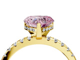 Yellow gold Fancy Pink Heart Cut Diamond Solitaire Ring with Round  Pavé Band and Four-Prong Setting_40