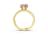 Yellow gold Fancy Pink Heart Cut Diamond Solitaire Ring with Round  Pavé Band and Four-Prong Setting_64