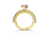Yellow gold Fancy Pink Heart Cut Diamond Solitaire Ring with Shared Prong Pavé Band and Four-Prong Setting_61