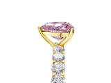 Yellow gold Fancy Pink Heart Cut Diamond Solitaire Ring with Shared Prong Pavé Band and Four-Prong Setting_63